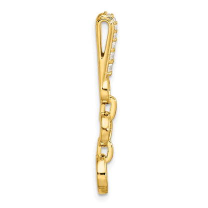 14k 1/8 carat Lab Grown Diamond VS/SI+ G+ Dangle Circle Chain Slide Pendant