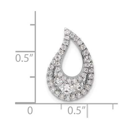 14k White Gold 1/2 carat Lab Grown Diamond VS/SI+ G+ Complete Teardrop Cluster Chain Slide Pendant