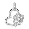 14k White Gold 1/5 carat Lab Grown Diamond VS/SI+ G+ Flower on Heart Pendant