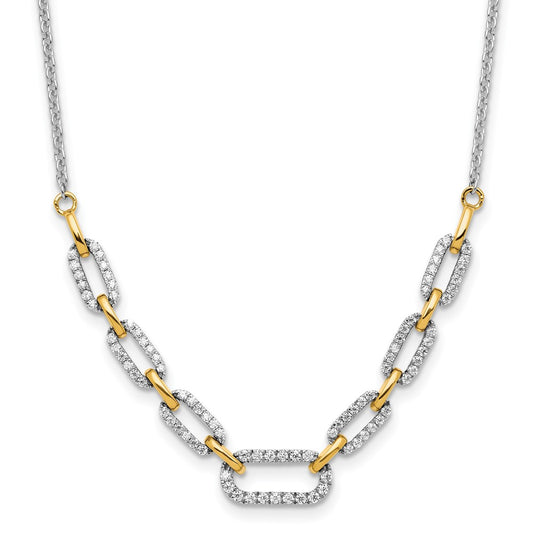 14k Two-tone 1/2 carat Lab Grown Diamond VS/SI+ G+ 18.25 inch Fashion Link Necklace