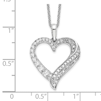 14k White Gold 1/2 carat Lab Grown Diamond VS/SI+ G+ Complete 18 inch Heart Pendant Necklace