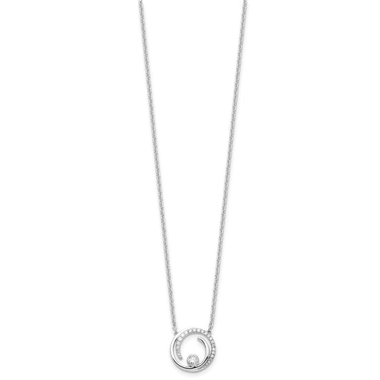 14k White Gold 1/5 carat Lab Grown Diamond VS/SI+ G+ Complete 18 inch Fashion Swirl Circle Design Necklace
