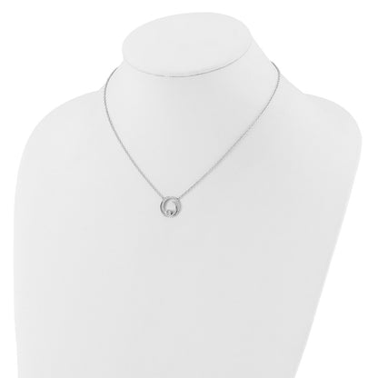 14k White Gold 1/5 carat Lab Grown Diamond VS/SI+ G+ Complete 18 inch Fashion Swirl Circle Design Necklace