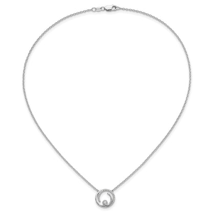 14k White Gold 1/5 carat Lab Grown Diamond VS/SI+ G+ Complete 18 inch Fashion Swirl Circle Design Necklace