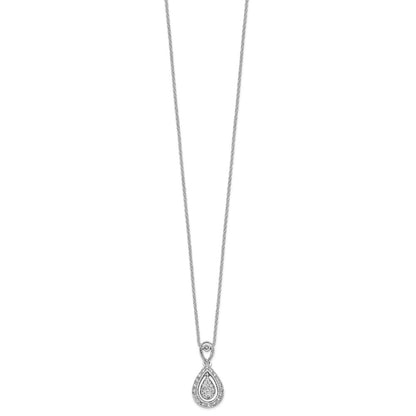 14k White Gold 1/5 carat Lab Grown Diamond VS/SI+ G+ Complete 18 inch Teardrop Pendant Necklace