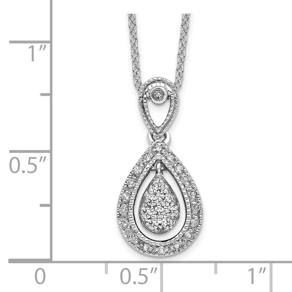 14k White Gold 1/5 carat Lab Grown Diamond VS/SI+ G+ Complete 18 inch Teardrop Pendant Necklace