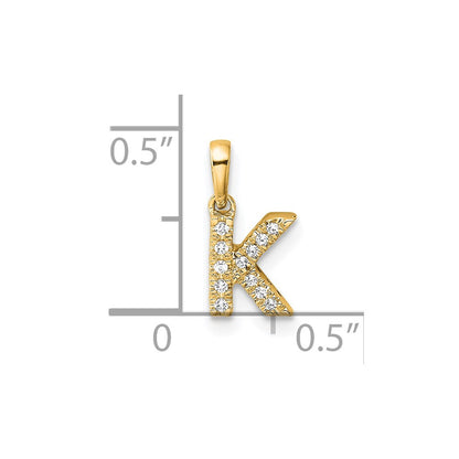 10k 1/20 carat Diamond Letter K  Initial with Bail Pendant