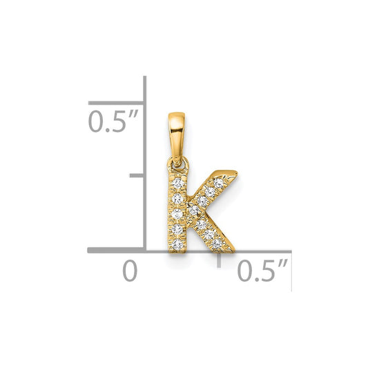 10k 1/20 carat Diamond Letter K  Initial with Bail Pendant