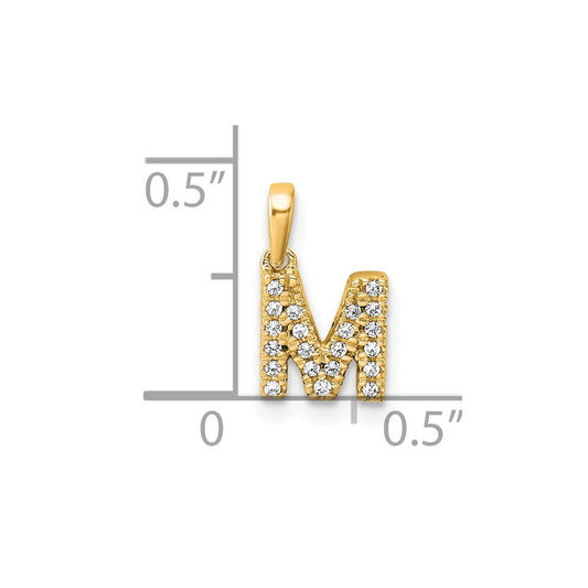 10k 1/10 carat Diamond Letter M Initial with Bail Pendant