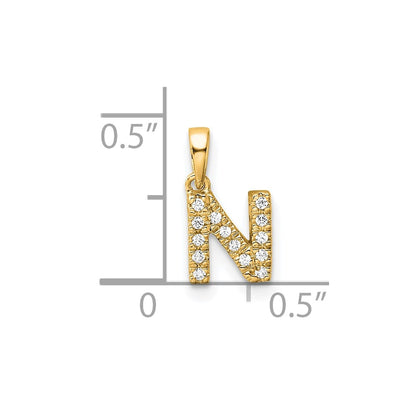 10k 1/15 carat Diamond Letter N Initial with Bail Pendant