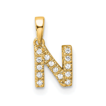 10k 1/15 carat Diamond Letter N Initial with Bail Pendant