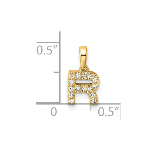 10k 1/15 carat Diamond Letter R Initial with Bail Pendant
