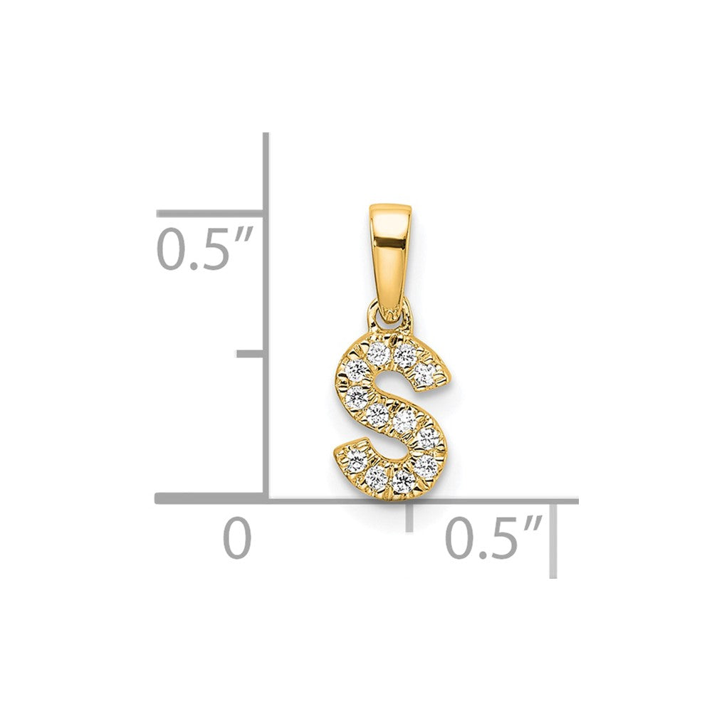 10k 1/20 carat Diamond Letter S Initial with Bail Pendant