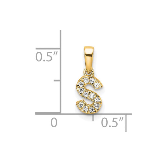 10k 1/20 carat Diamond Letter S Initial with Bail Pendant