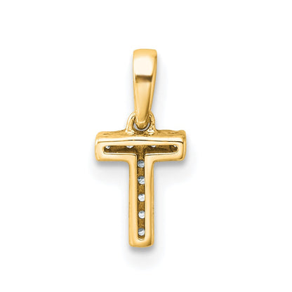 10k 1/20 carat Diamond Letter T Initial with Bail Pendant