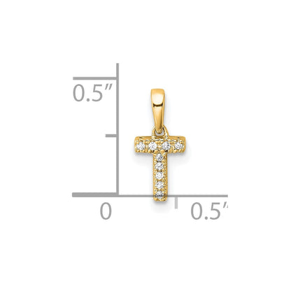 10k 1/20 carat Diamond Letter T Initial with Bail Pendant