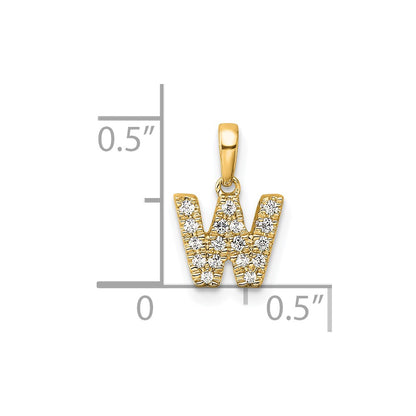 10k 1/10 carat Diamond Letter W Initial with Bail Pendant