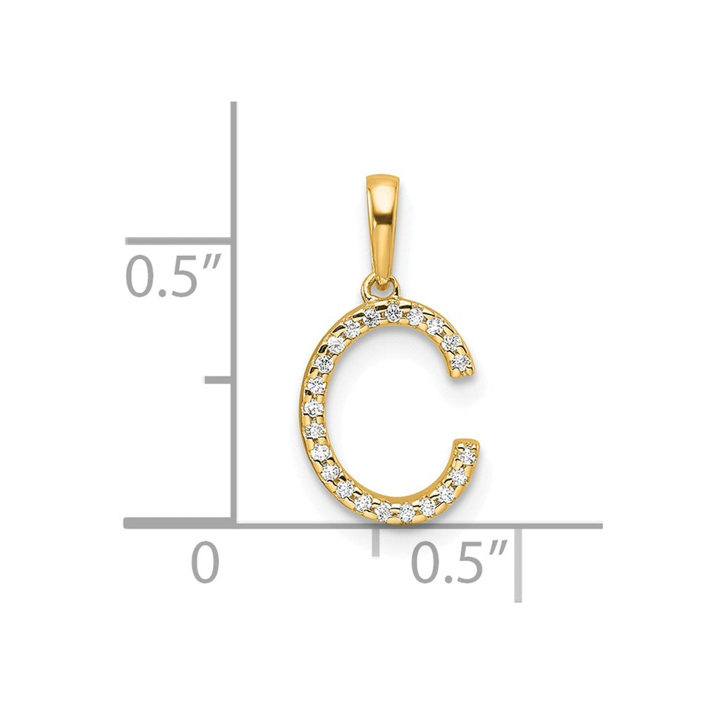 10k 1/15 carat Diamond Letter C Initial Pendant