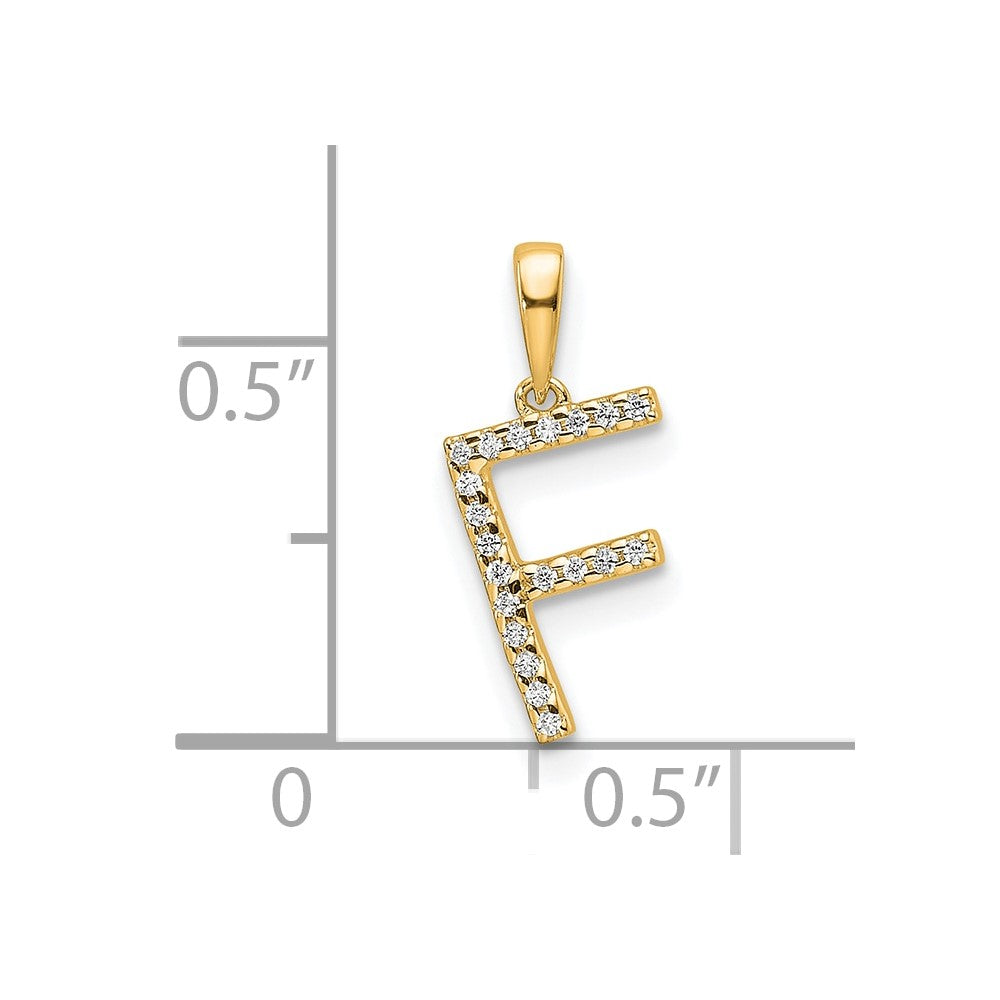 10k 1/20 carat Diamond Letter F Initial Pendant