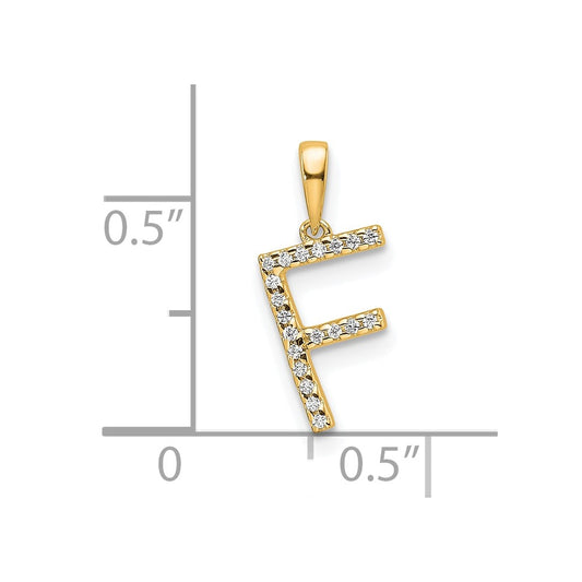 10k 1/20 carat Diamond Letter F Initial Pendant