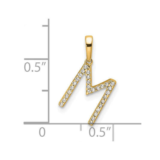 10k 1/10 carat Diamond Letter M Initial Pendant