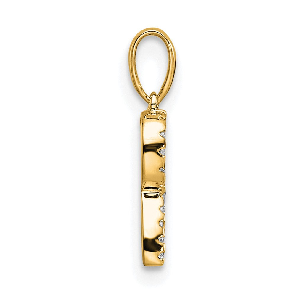 10k 1/15 carat Diamond Letter R Initial Pendant
