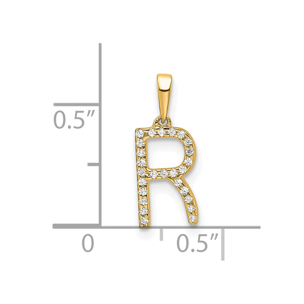 10k 1/15 carat Diamond Letter R Initial Pendant