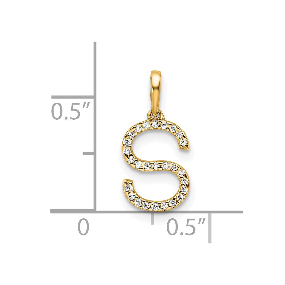10k 1/15 carat Diamond Letter S Initial Pendant