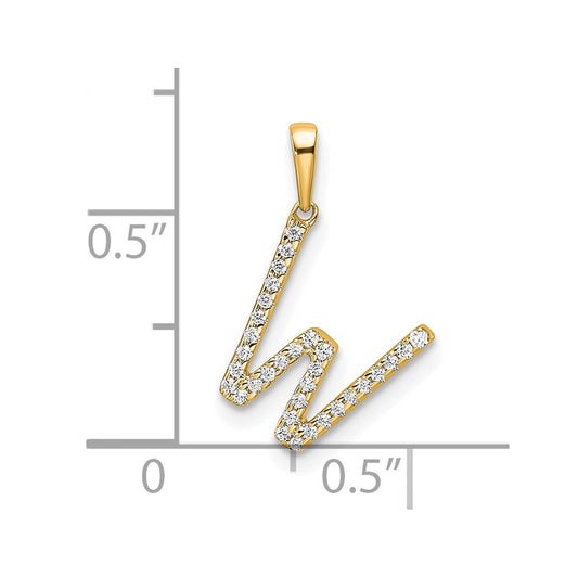 10k 1/10 carat Diamond Letter W Initial Pendant
