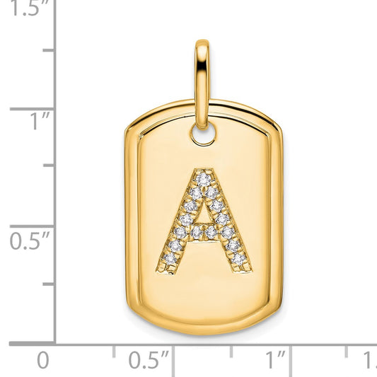 14K Diamond Initial A Dog Tag Charm