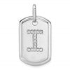 14K White Gold  Diamond Initial I Dog Tag Charm