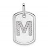 14K White Gold  Diamond Gold Initial M Dog Tag Charm