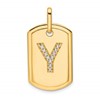 14K Diamond Initial Y Dog Tag Charm