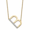 14K Sideways Diamond Initial B 18 inch Necklace