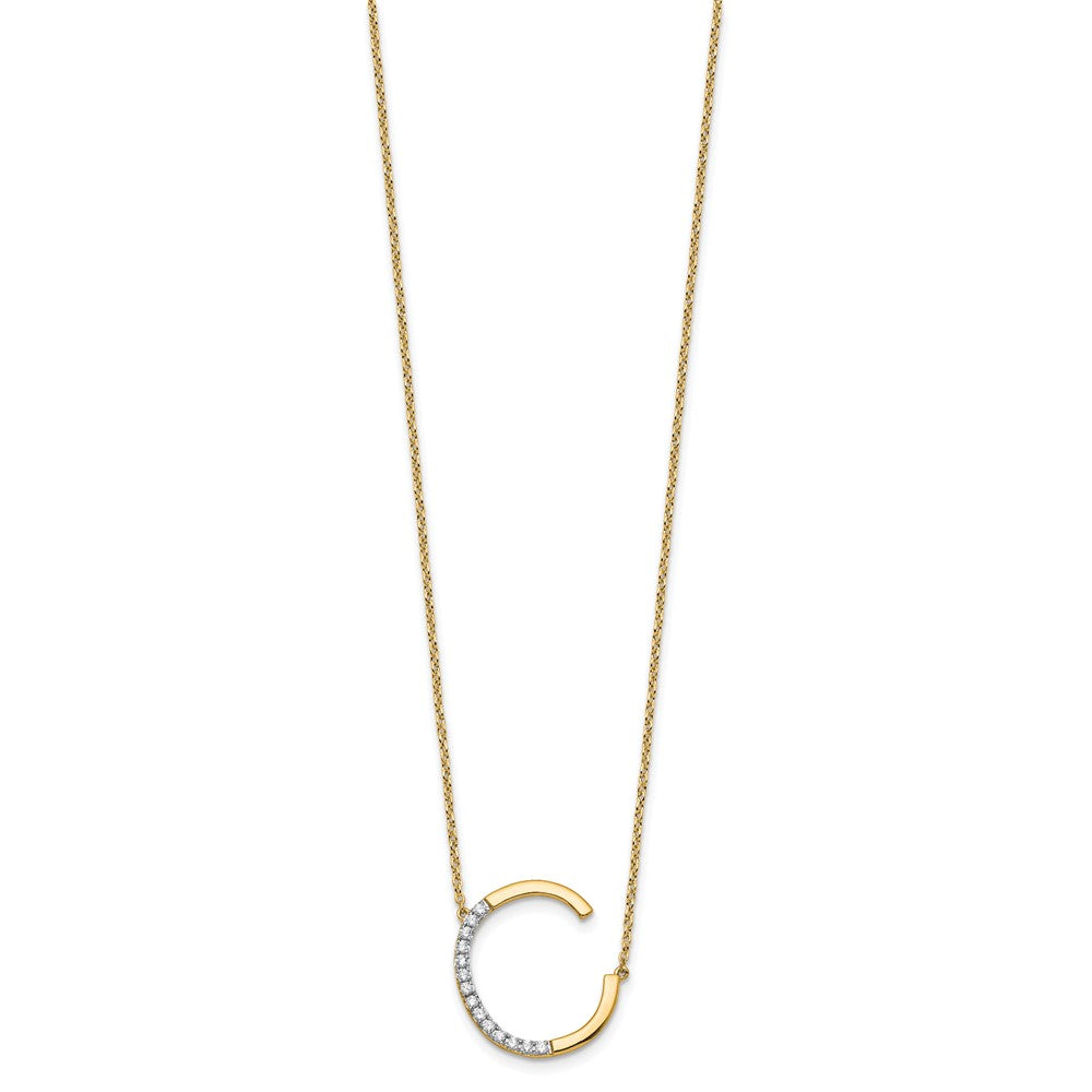 14K Sideways Diamond Initial C 18 inch Necklace