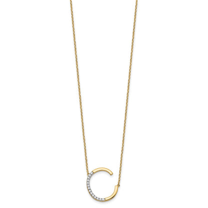 14K Sideways Diamond Initial C 18 inch Necklace