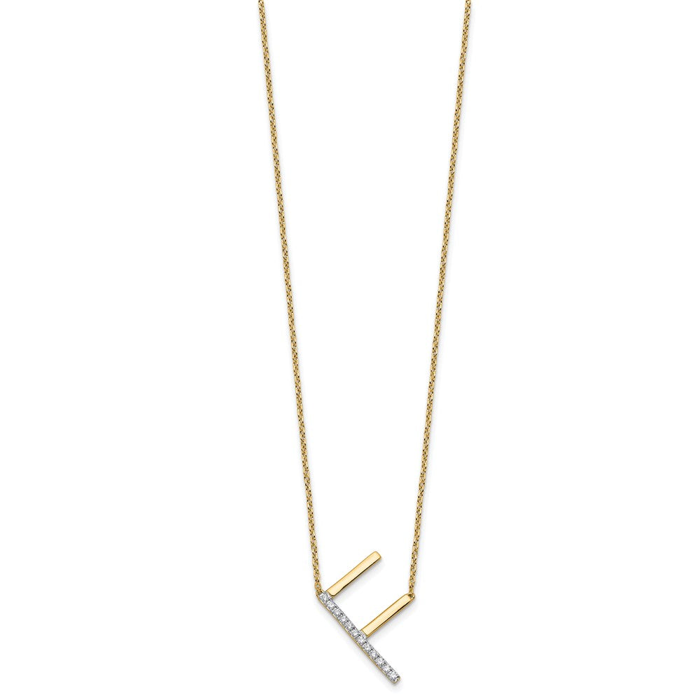 14K Sideways Diamond Initial F 18 inch Necklace