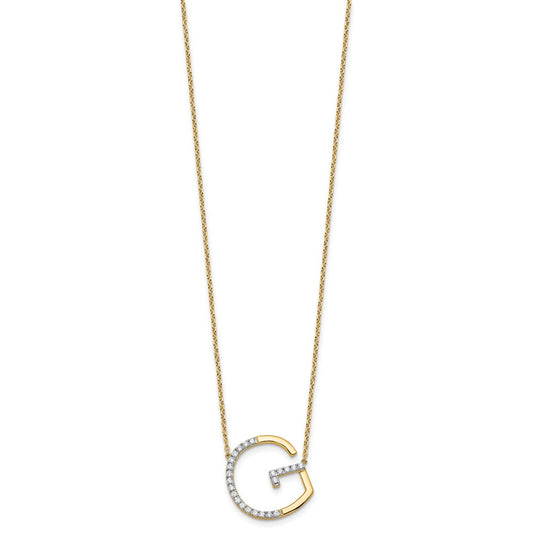 14K Sideways Diamond Initial G 18 inch Necklace