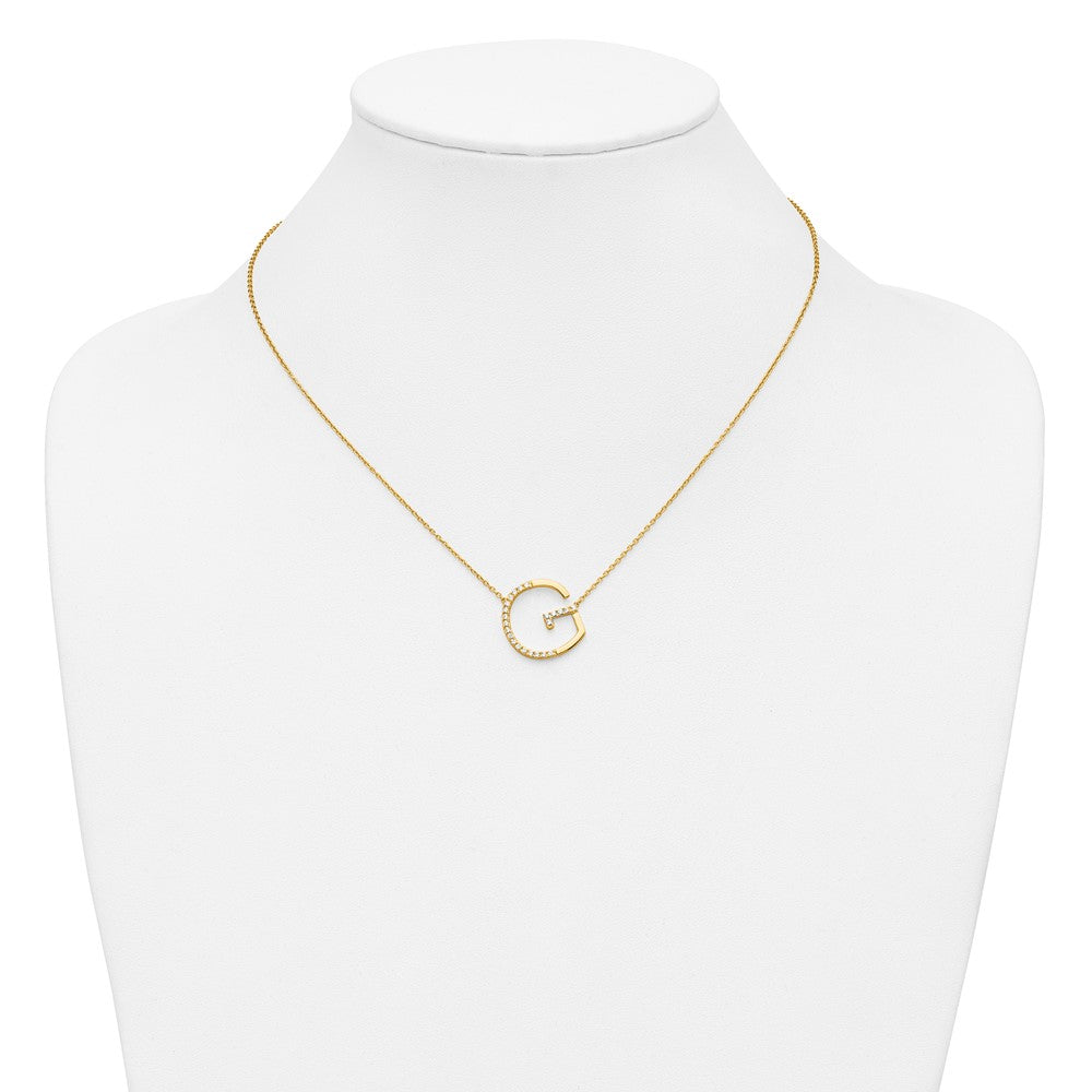 14K Sideways Diamond Initial G 18 inch Necklace