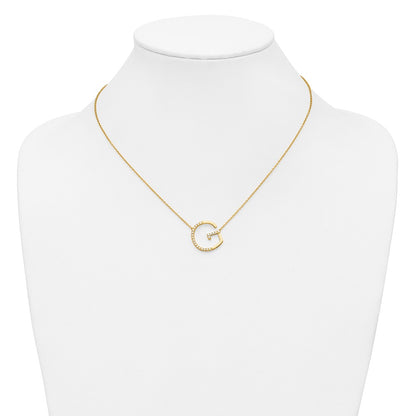 14K Sideways Diamond Initial G 18 inch Necklace