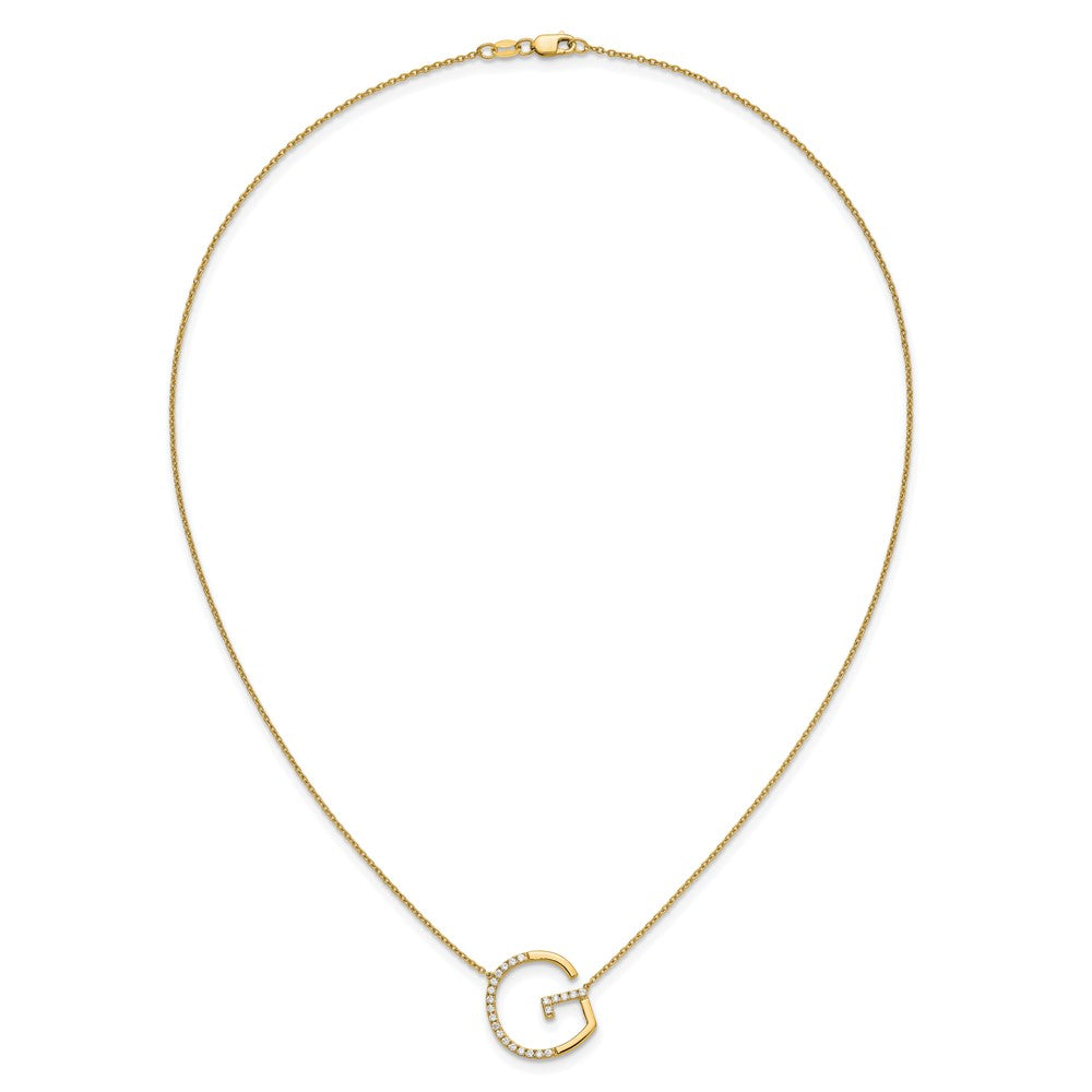 14K Sideways Diamond Initial G 18 inch Necklace