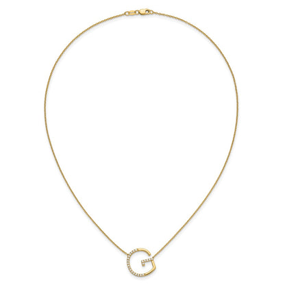 14K Sideways Diamond Initial G 18 inch Necklace