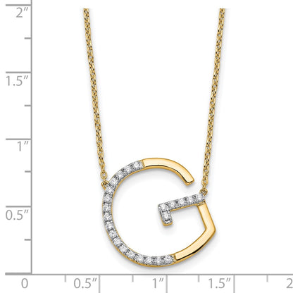 14K Sideways Diamond Initial G 18 inch Necklace