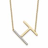 14K Sideways Diamond Initial H 18 inch Necklace
