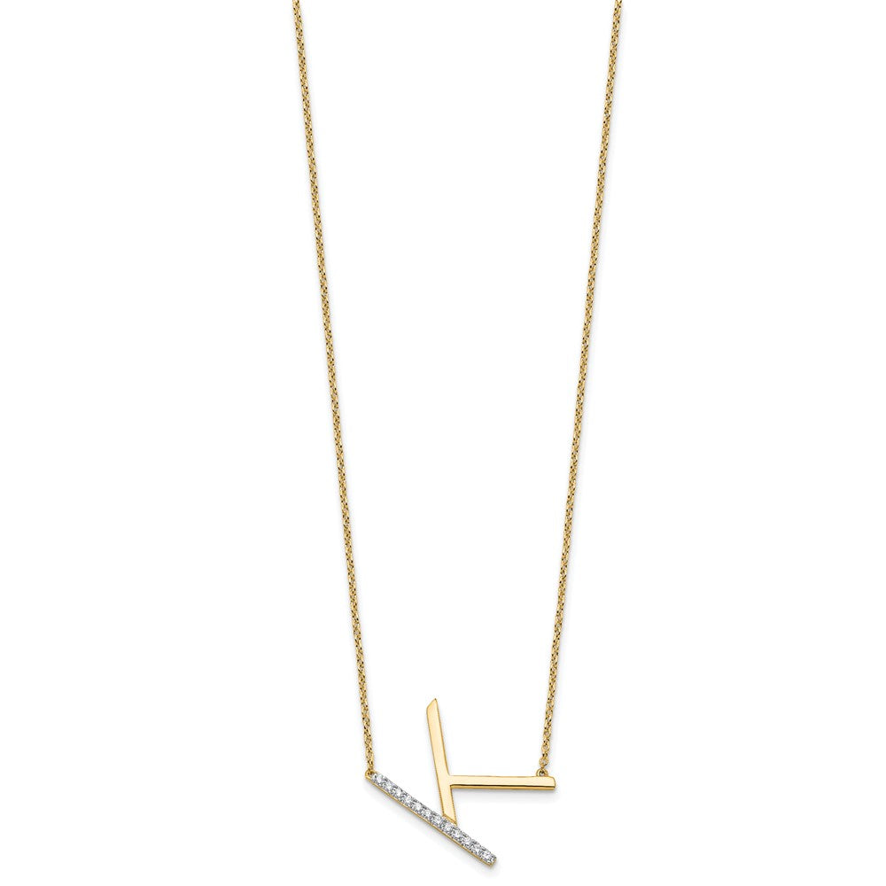 14K Sideways Diamond Initial K 18 inch Necklace