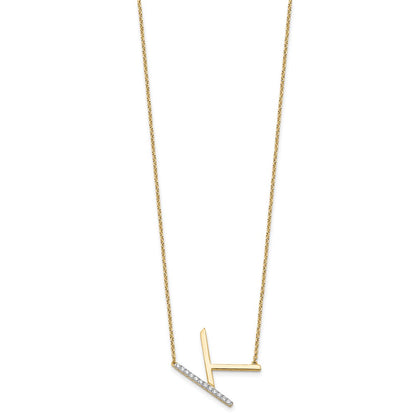 14K Sideways Diamond Initial K 18 inch Necklace