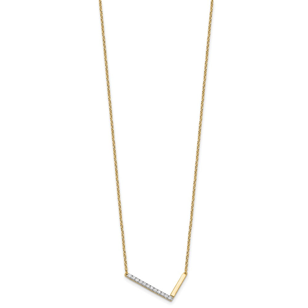 14K Sideways Diamond Initial L 18 inch Necklace