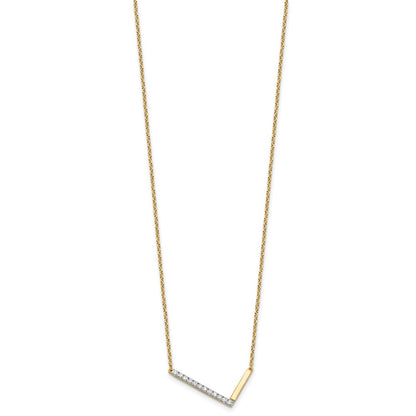 14K Sideways Diamond Initial L 18 inch Necklace