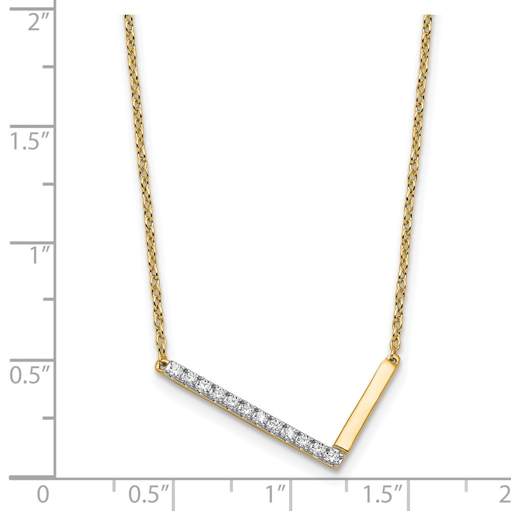 14K Sideways Diamond Initial L 18 inch Necklace