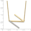 14K Sideways Diamond Initial N Necklace
